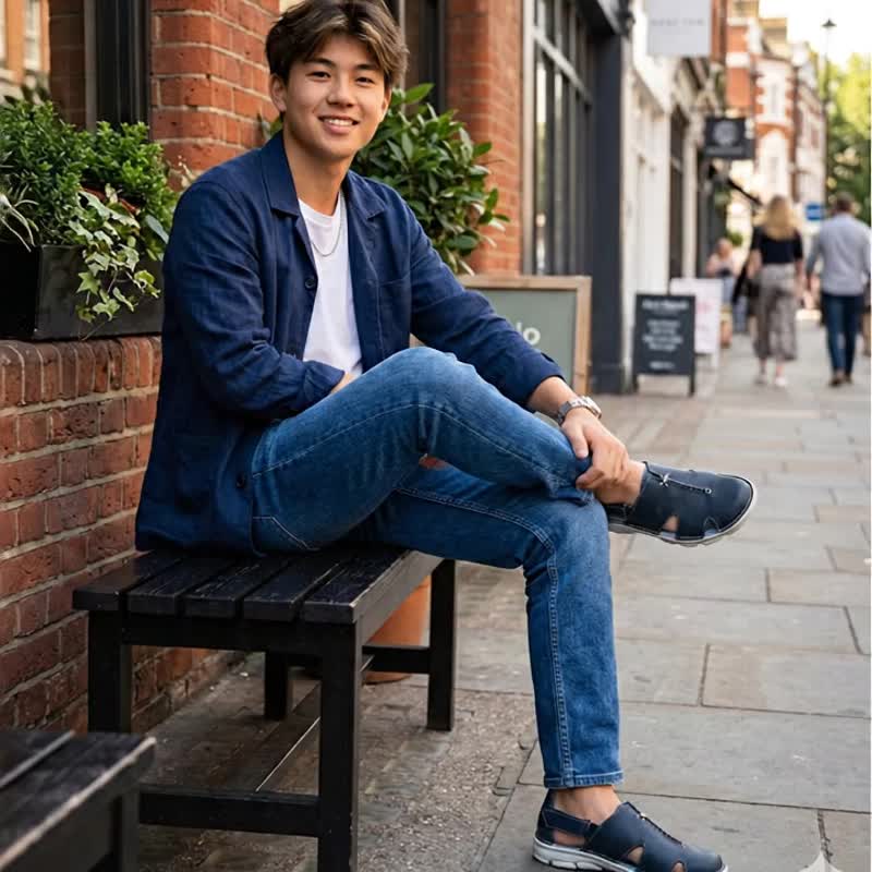 2323 全包式 前后包 轻量大底 手工男凉鞋 - 男女凉鞋 - 真皮 多色