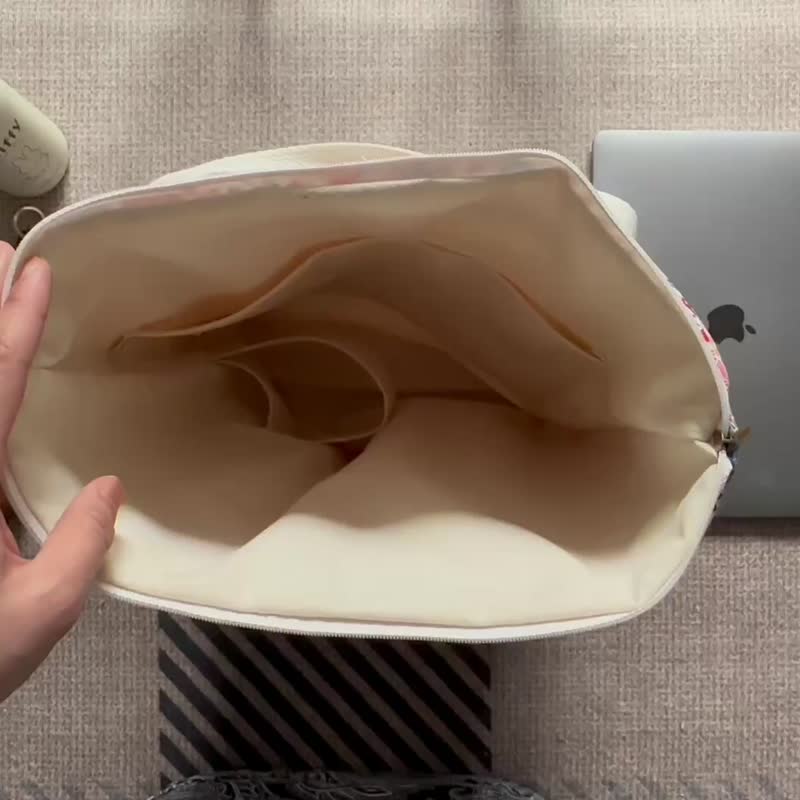 可爱姜黄猫猫 大容量双肩后背包托特包两用包 - 后背包/双肩包 - 棉．麻 橘色