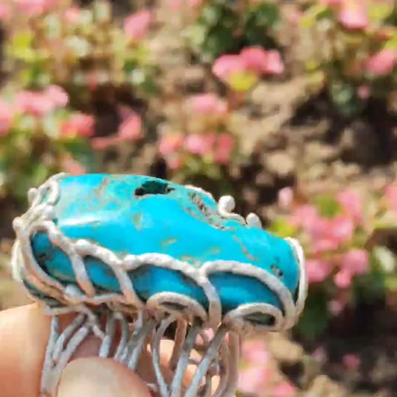绿松石手工银戒 纯银戒指 ~**想**~ Turquoise Silver Ring - 戒指 - 纯银 