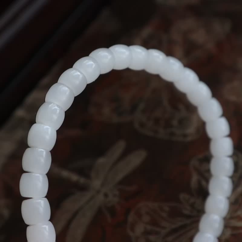 天然和田玉羊脂玉手链老型珠手链脂份好 越带越油润 - 手链/手环 - 玉石 