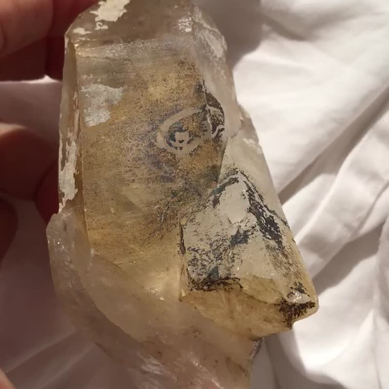 西藏 喜马拉雅 彩虹皮浮生白水晶簇 老皮老灵魂 - 摆饰 - 水晶 卡其色