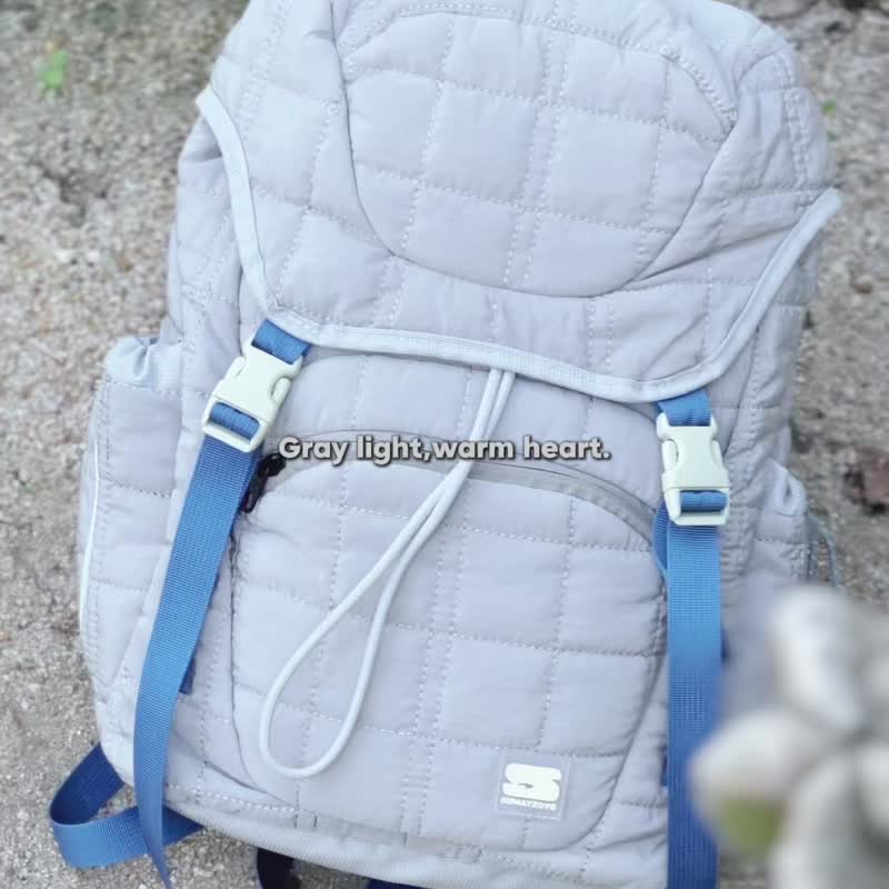 冬日公园 户外登山徒步 大容量轻量扩容翻盖抽绳双肩后背包 蓝 - 后背包/双肩包 - 尼龙 