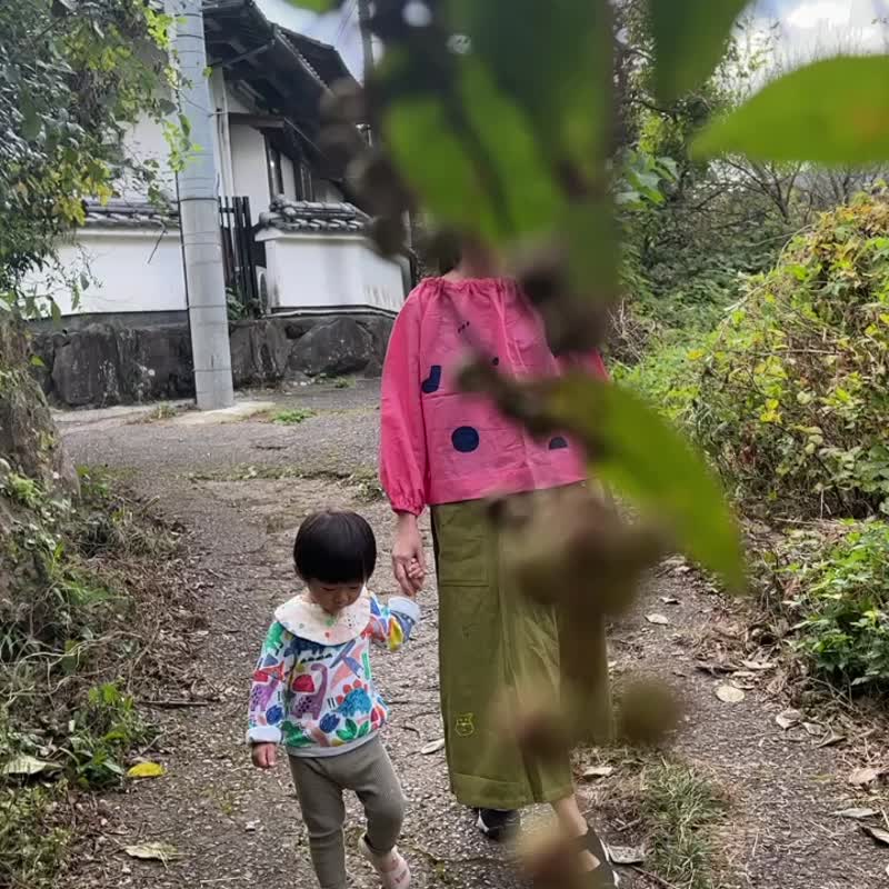 手作印花青草绿棉麻手工绢印松紧口袋裙 360度皆可穿 - 裙子 - 棉 绿色
