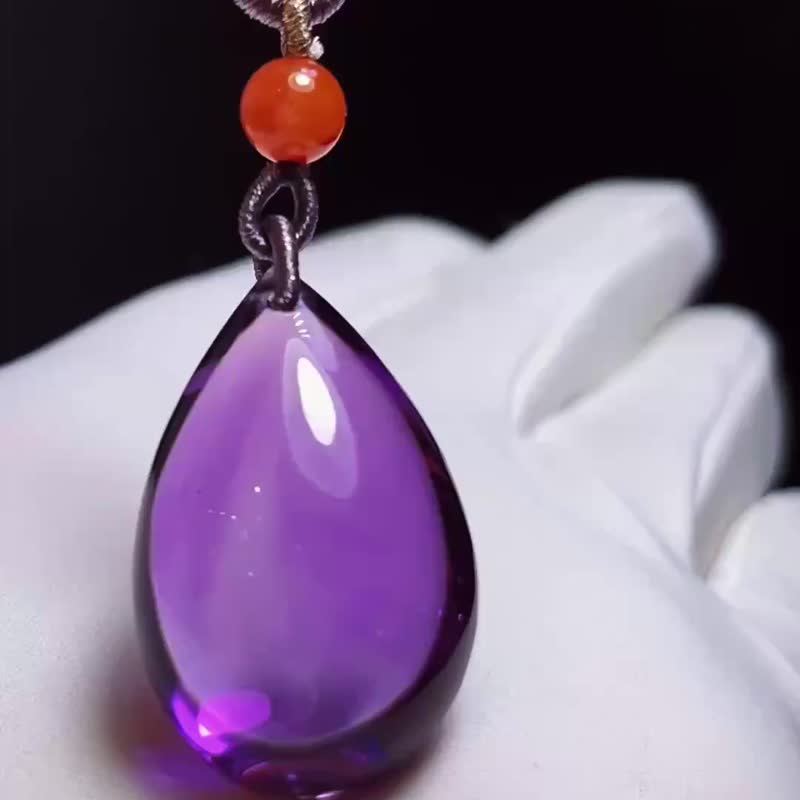 天然乌拉圭紫水晶滴水吊坠  挂件 紫晶色彩梦幻 能量强大 - 吊饰 - 水晶 