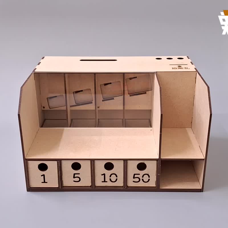 小物摆台分币存钱筒【抽屉式】亲子手作 居家摆饰 成品出货 - 储蓄罐 - 木头 咖啡色