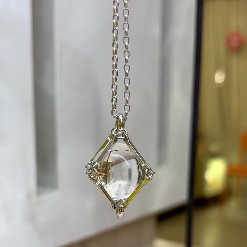 19mm 白水晶 水晶球 项链 纯银 水晶颈链 中性饰品 情人节礼物 - 项链 - 纯银 白色