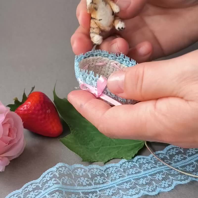 微型钩编虎崽 - 玩偶/公仔 - 羊毛 橘色