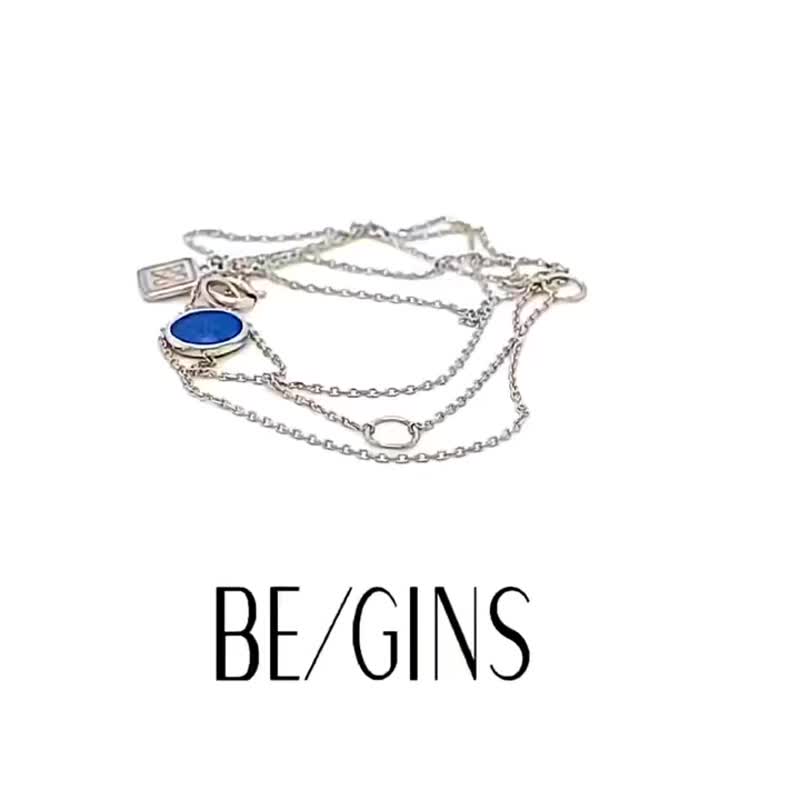 ROCA MINI 圆形青金石项链_白色 - 项链 - 纯银 蓝色