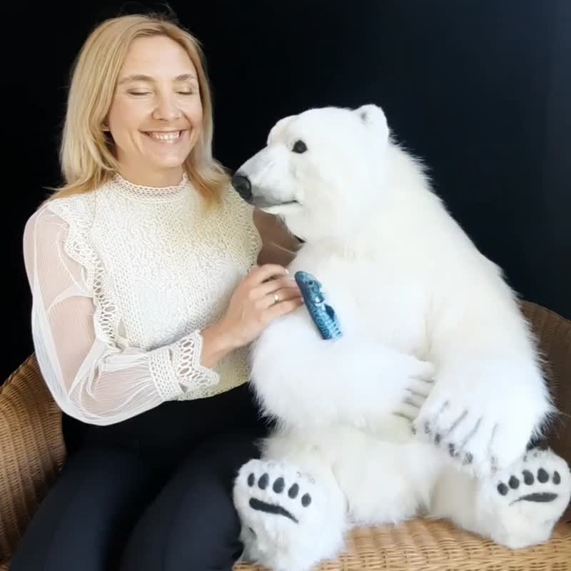 白熊麦克逼真的毛绒动物。橡木玩具。北极熊绒毛玩具 - 玩偶/公仔 - 其他材质 白色