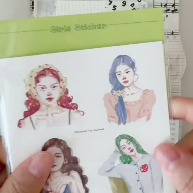 女孩贴纸 - 贴纸 - 纸 白色