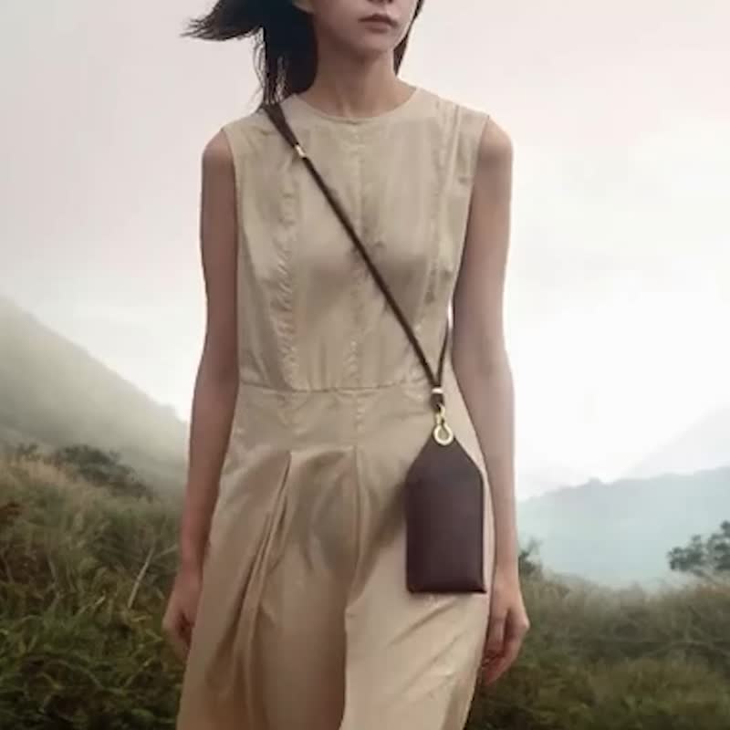 可拆式真皮手机挂袋/可可(附挂绳) - 侧背包/斜挎包 - 真皮 咖啡色