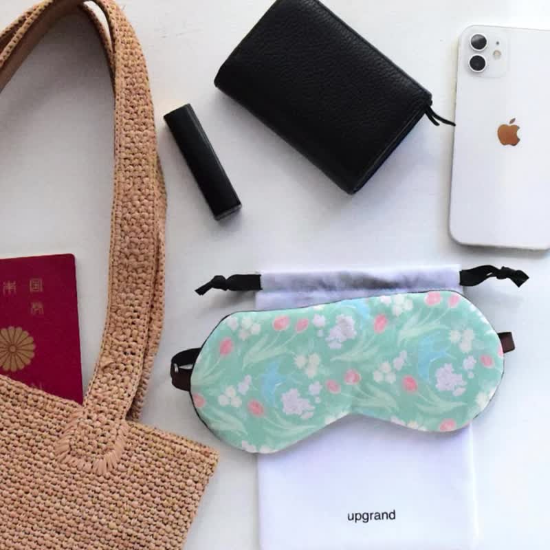 【母亲节礼盒】日本眼罩 Spring Sparrow|有附收纳袋 | 旅行 | 生日 - 眼罩 - 棉．麻 绿色