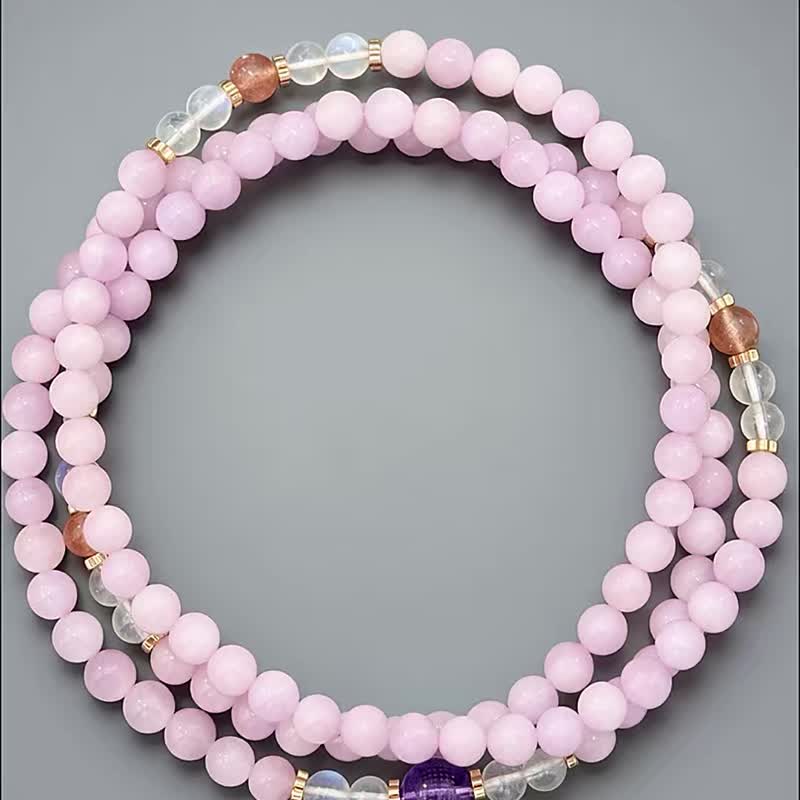 Zen | 108念珠 108 Beads   紫锂辉 月亮石 太阳石 紫水晶心经 - 手链/手环 - 水晶 