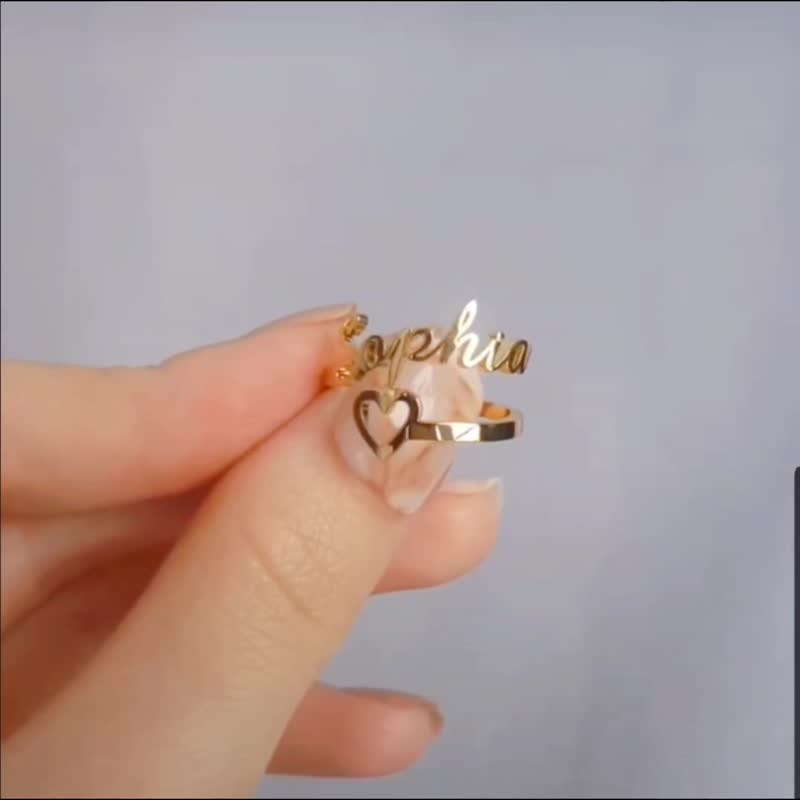 (开口可调节) 姓名戒指 (可做文字 / 图案)【定制化礼物】 - 戒指 - 其他金属 银色