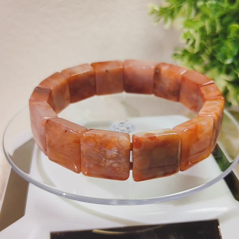 惊艳嫣红 * 红色 冰料 天然石 珊瑚玉 手排 手环 手链 玉石定制化 - 手链/手环 - 玉石 红色