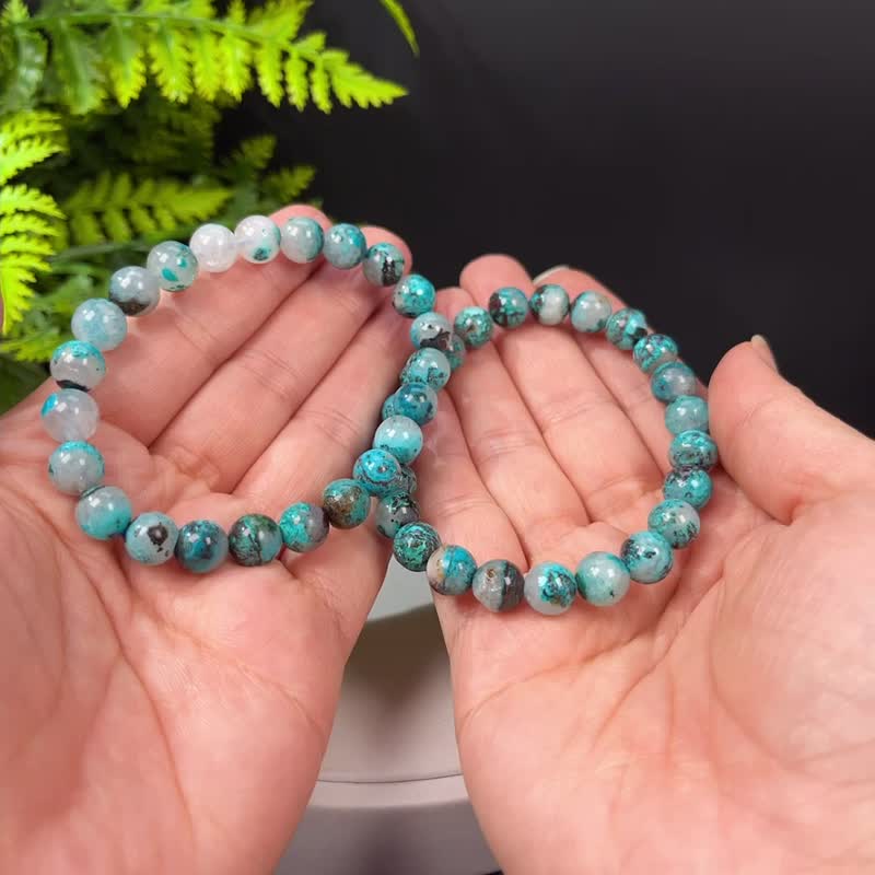 玉化蓝凤凰松手串 8.5mm 油画风硅孔雀石手环 信心动力平衡灵敏 - 手链/手环 - 宝石 蓝色