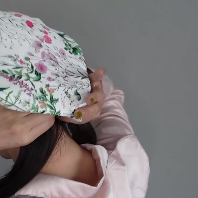 Made in Japan Washable Silk Nightcap Sheer Black Birthday Gift Self-care - 脸部按摩/清洁工具 - 丝．绢 黑色