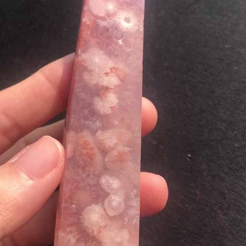 玛达加斯加 樱花玛瑙片 水晶洞 水晶花球 盆景 crystal 摆设 摆件 - 摆饰 - 水晶 红色