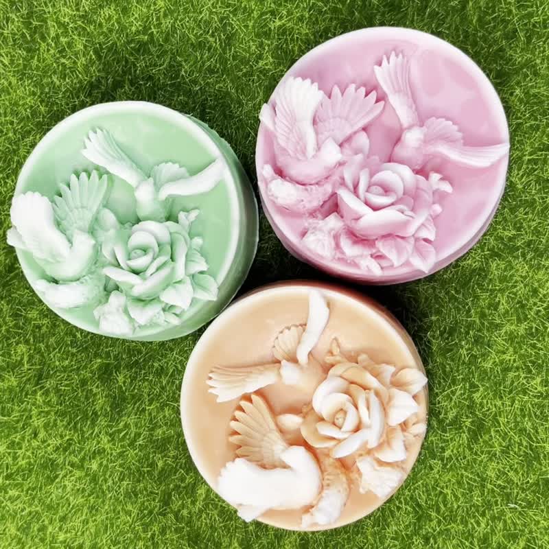 精油香氛皂  春意盎然鸟语花香 手工皂 精致雕工搭配各式香氛 - 肥皂/手工皂 - 其他材质 白色