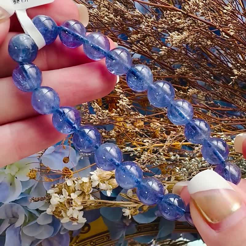 精品浓色坦桑石丹泉石 9-9.4mm27.26g 提升专注力正能量旺人缘社交 - 手链/手环 - 水晶 蓝色