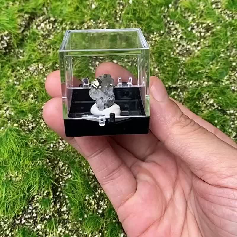 小小能量矿石摆件-可爱精品小小迷你萤石共生黄铜矿 增智慧 财运 - 摆饰 - 水晶 多色