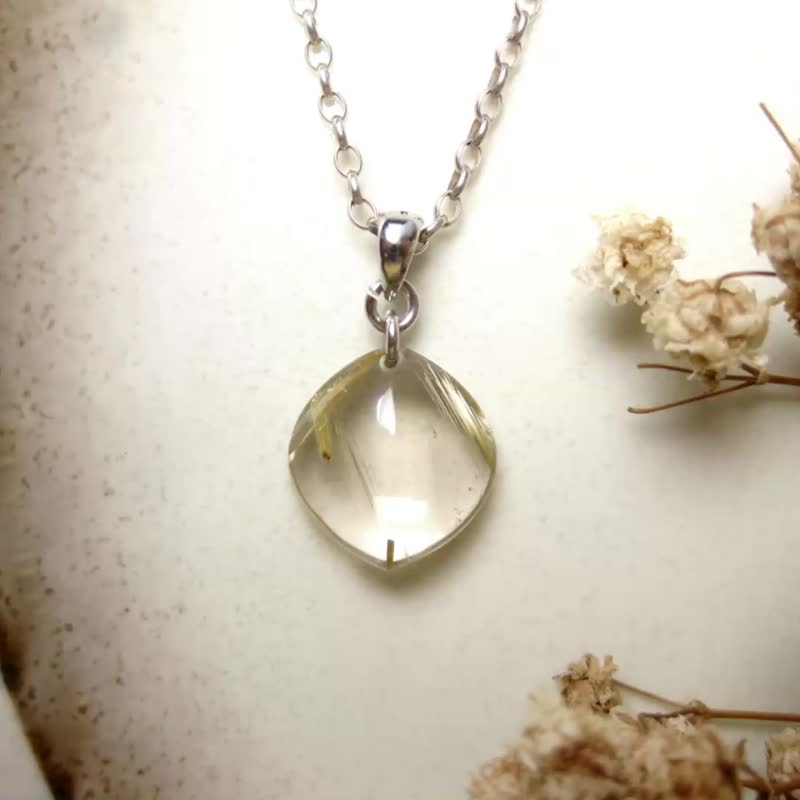 造型玉坠 钛晶/招财玉饰 天然纹路 简单搭配/ - 项链 - 水晶 黄色