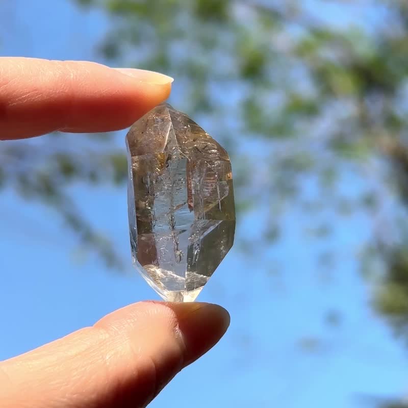 #608 一图一物/闪灵钻双尖水晶原石 天然石水晶摆件 净化心灵 - 摆饰 - 水晶 白色