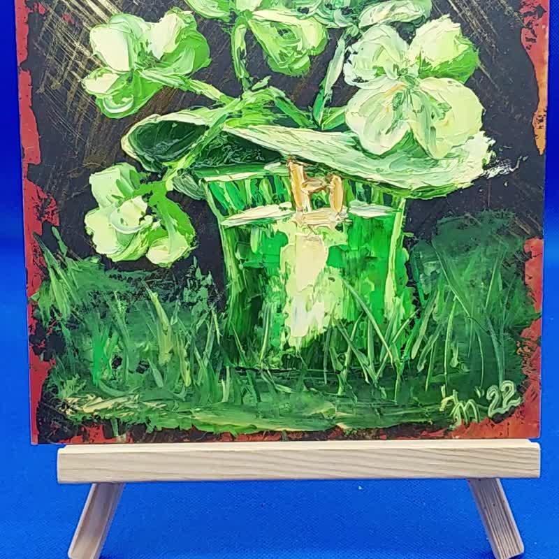 三叶草巨魔帽。草地上的花朵圣派翠克节原创壁画夏季 - 墙贴/壁贴 - 其他材质 绿色