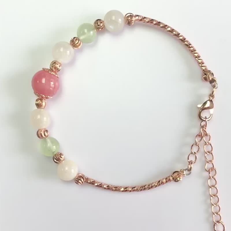 寻找真命天子 爱情运 红纹石 月亮石 葡萄石 水晶手链 天然石 - 手链/手环 - 水晶 粉红色