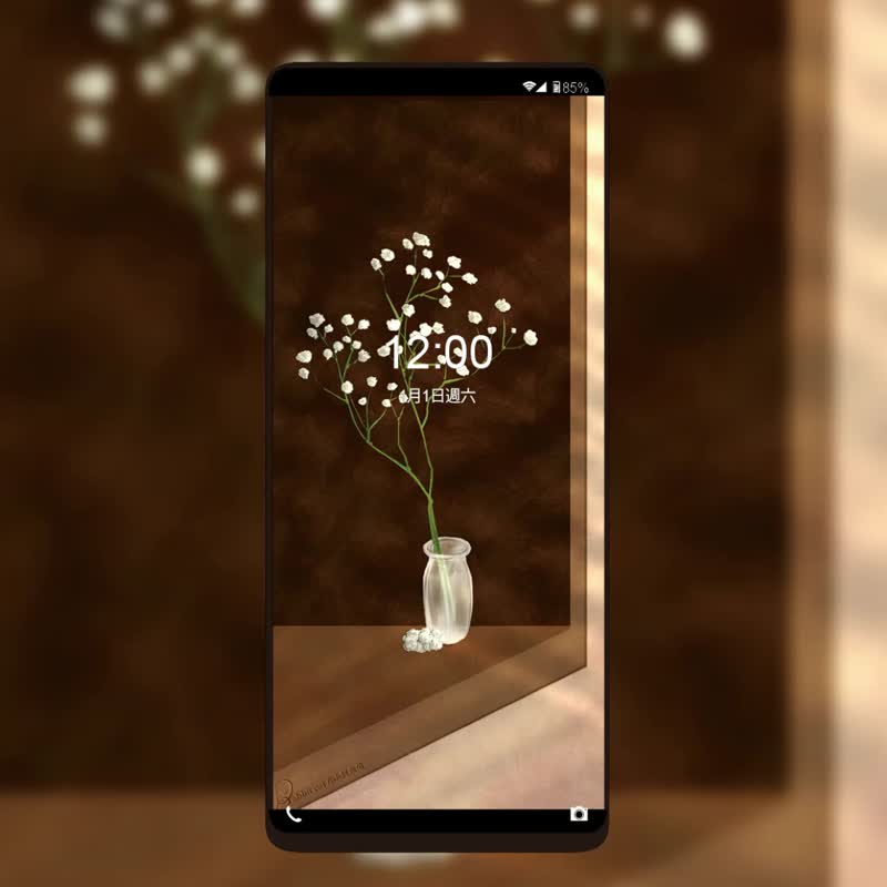 原创插画-满天星 个人化手机壁纸||白桃紫三色花||【电子档】 - 电脑手机桌布/贴图/App 图示 - 其他材质 