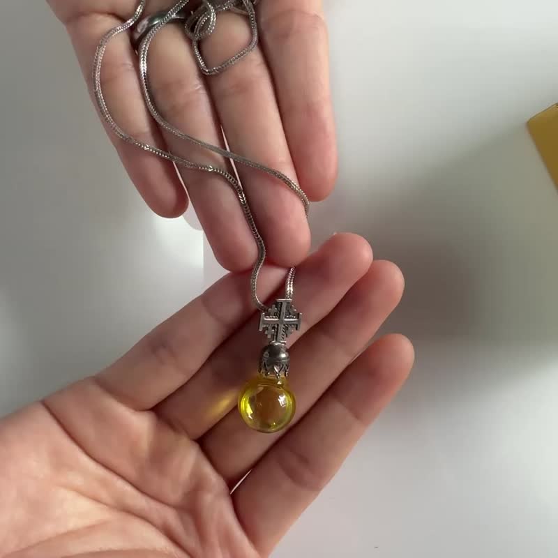 以色列进口瓶安系列手工微雕银饰十字架项链圣山橄榄油 8231606 - 项链 - 银 多色