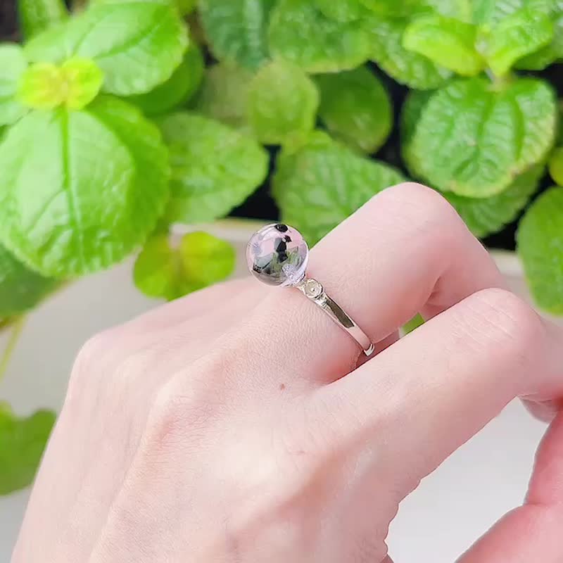 豹纹海胆 天然紫水晶球纯银戒指 - 戒指 - 水晶 紫色