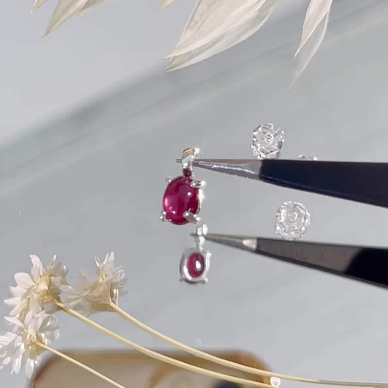 七月诞生红宝石简约7mmx4mm锁骨项链永恒爱情代表人际关系气场自 - 项链 - 半宝石 红色