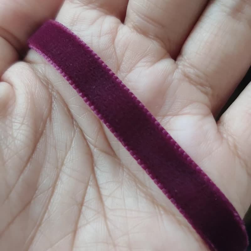 酒红天鹅绒布 CHOKER 纯银/合金 - 颈链 - 纯银 红色