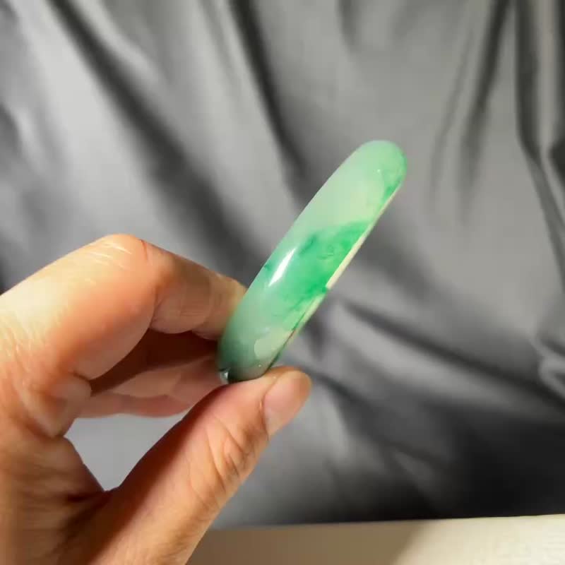 非洲翠冰飘绿手镯 2532 #19 - 手链/手环 - 玉石 绿色