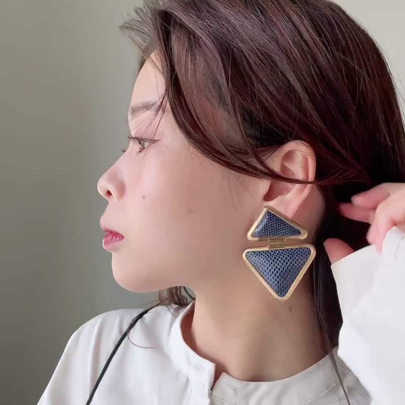 中古孤品 Loewe 罗意威 皮革 耳夹 - 耳环/耳夹 - 其他金属 蓝色