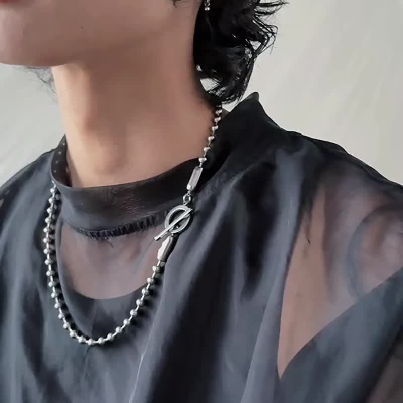 Unisex | 极昼系 - 静日 * 不锈钢 圆珠 中性 个性 几何 项链 - 项链 - 铜/黄铜 银色