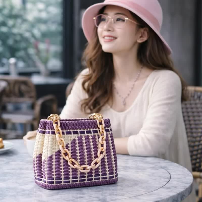 紫雾晨光手作编织包 - 手提包/手提袋 - 其他材质 