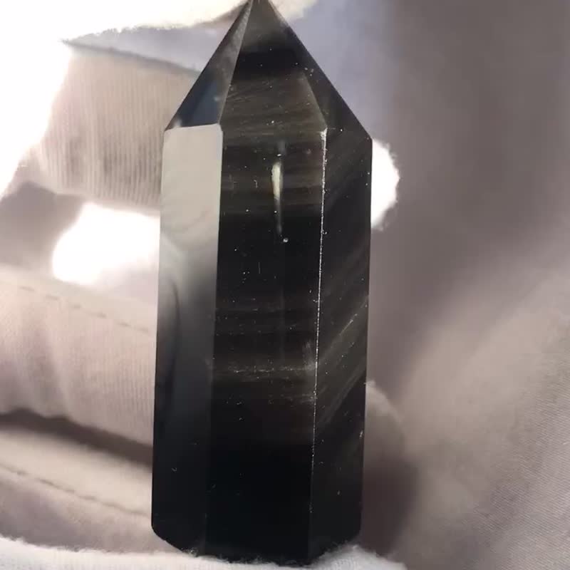 银耀石 水晶柱 天然原石 水晶原矿 水晶 天然原石 水晶原矿 水晶 - 摆饰 - 水晶 银色