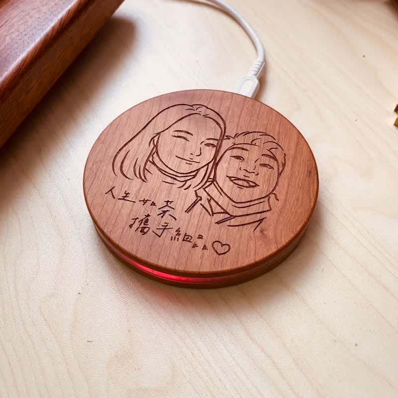 木质无线充电器 TypeC 快充 光环 Wireless Charger 定制化礼物 - 手机充电及周边 - 木头 咖啡色