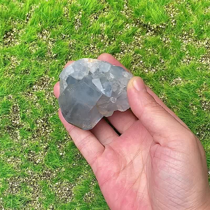 能量摆件-天然原矿梦幻天青石簇 蓝水晶 疗愈 冥想 可消磁手链 - 其他 - 水晶 蓝色