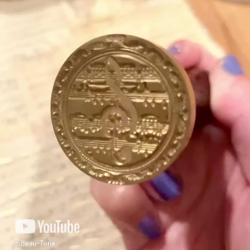 印章头 高音谱号 音乐符号 乐谱 - 印章/印台 - 其他金属 金色