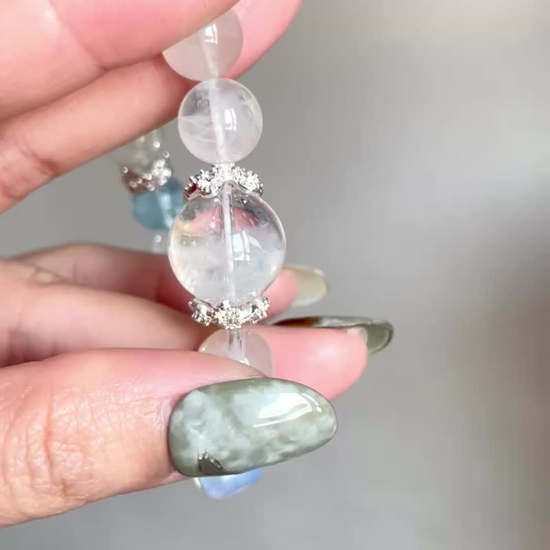 深海蓝语 重启自我【蓝针vs.海蓝宝设计手链】蓝色疗愈/一物一拍 - 手链/手环 - 水晶 多色