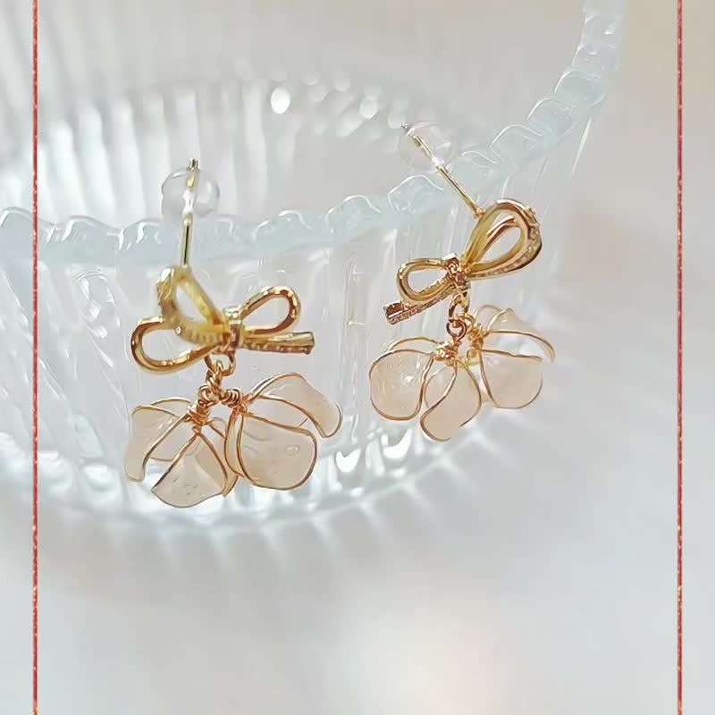 1KM花苞初绽•树脂小花垂坠耳环-2色 - 耳环/耳夹 - 树脂 