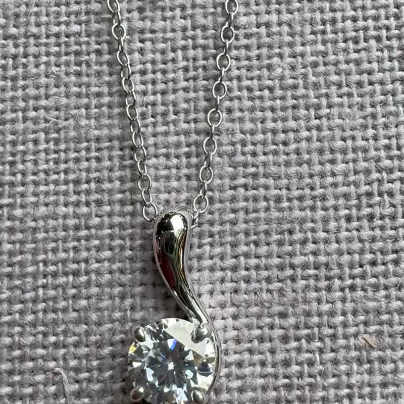 流光曲线 0.8ct 莫桑钻 925 纯银项链 - 项链 - 银 
