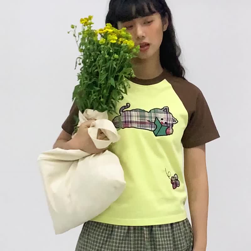 odd maker复古彩色趣味贴布绣T恤短袖 - 女装 T 恤 - 棉 
