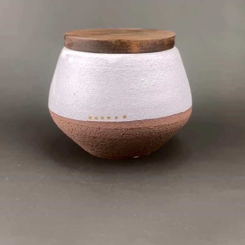【白印子B款】手作 茶仓 收纳罐 茶杯 礼物 日本陶土制 厨房用品 - 茶具/茶杯 - 陶 银色