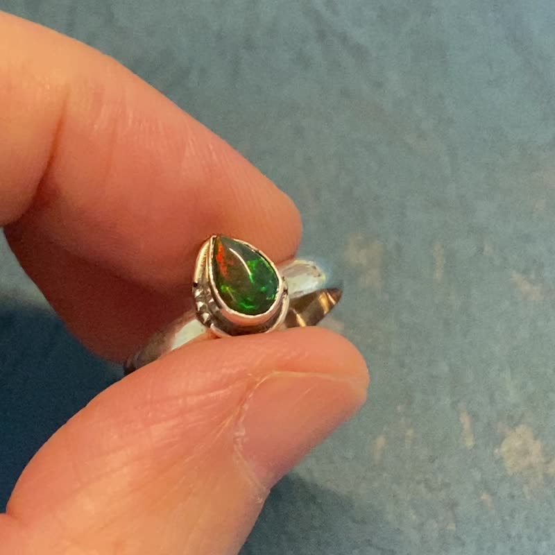 天然 蛋白石 戒指 尼泊尔 手工制 925纯银 - 戒指 - 半宝石 