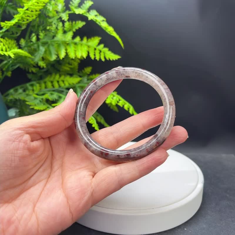 景观爆晶玛瑙手镯 59MM 星光闪片圆条共生水晶手环 疗愈气质活泼 - 手链/手环 - 半宝石 