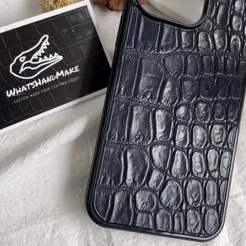 iPhone电话殻鳄鱼皮手工保护套case - 手机壳/手机套 - 真皮 黑色